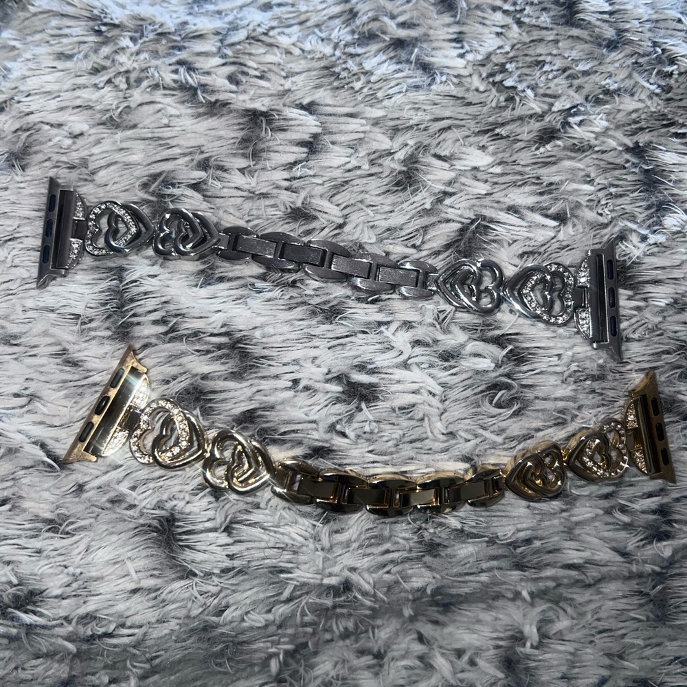 Silver and Gold Heart Chain Apple Watch Bands